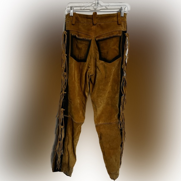 Genuine Leather fringe, lined, pants by 3B West by Tansmith - Picture 2 of 16